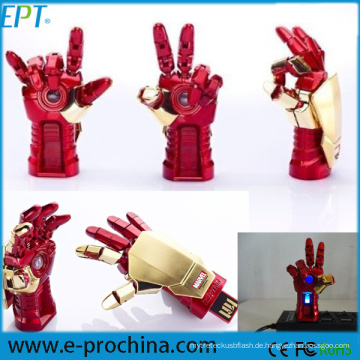 Karikatur Figur Rächer Ironman Hand LED USB Flash Drive